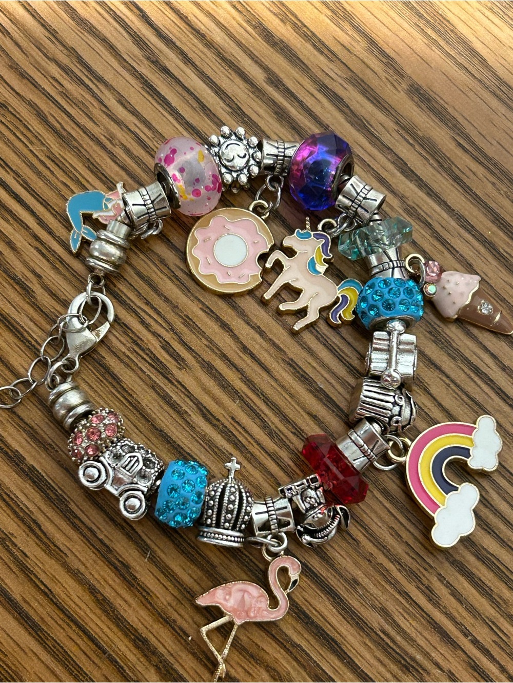 Rainbow Charm Bracelet Lot with Silver Charms - Picture 8 of 12